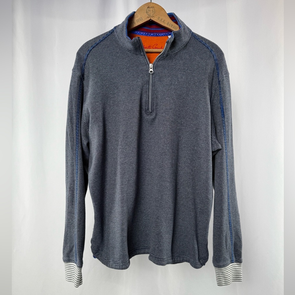 Robert Graham 1/4 Zip Pullover in Navy White‎ Stripe Size Extra Large